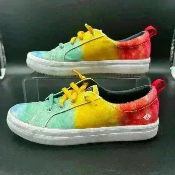 Sparkly Sperry size 2M red yellow green blue sneaker - Picture 1 of 8